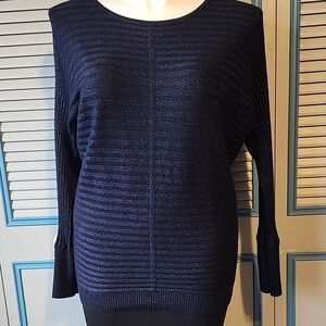 Soho Jeans by New York & Company Sparkling Navy Blue Sweater